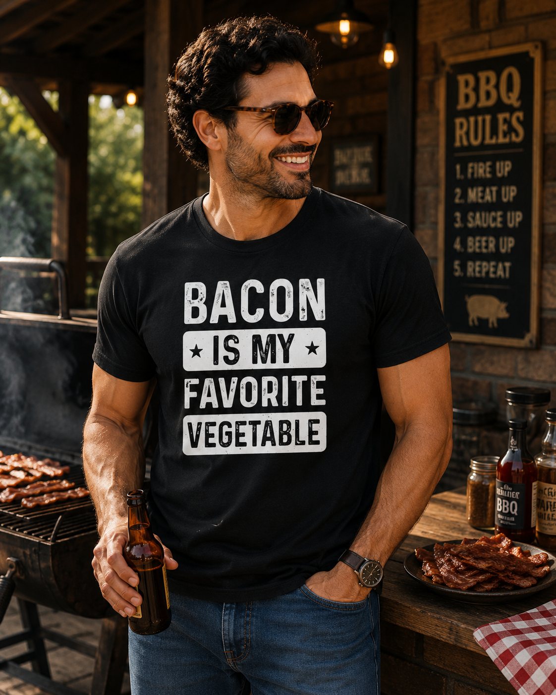 Bacon Is My Favorite Vegetable T-Shirt — Funny Foodie Meat Lover Tee