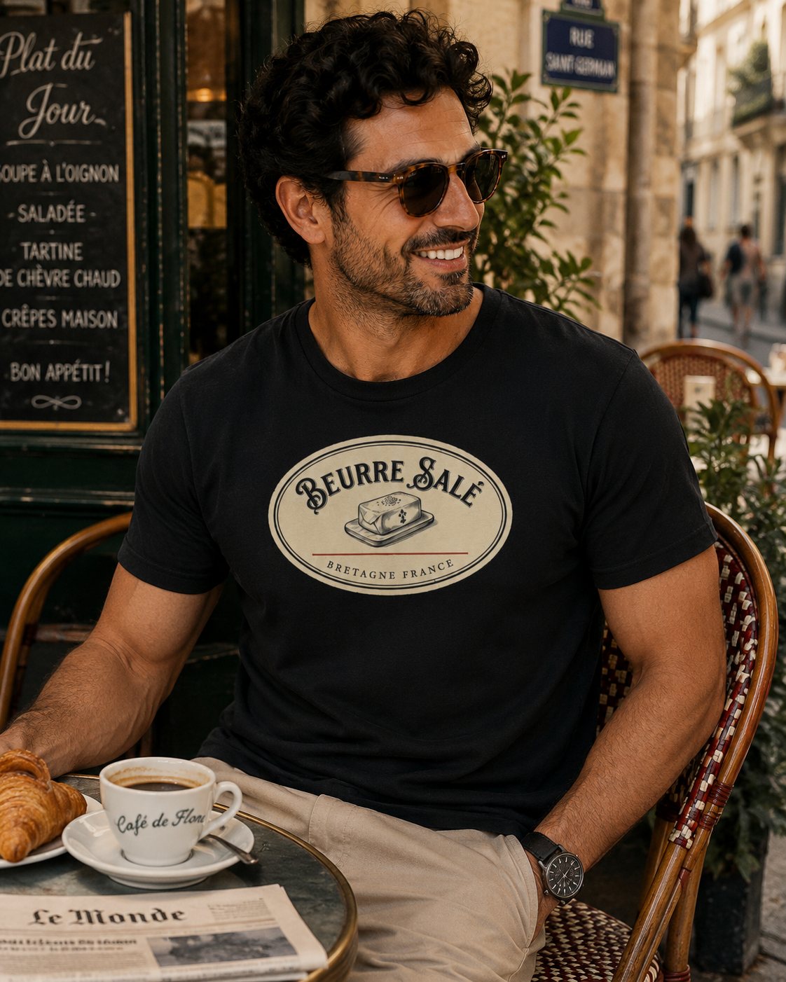 Beurre Salé Vintage Butter Patch T-Shirt — French Bakery Aesthetic