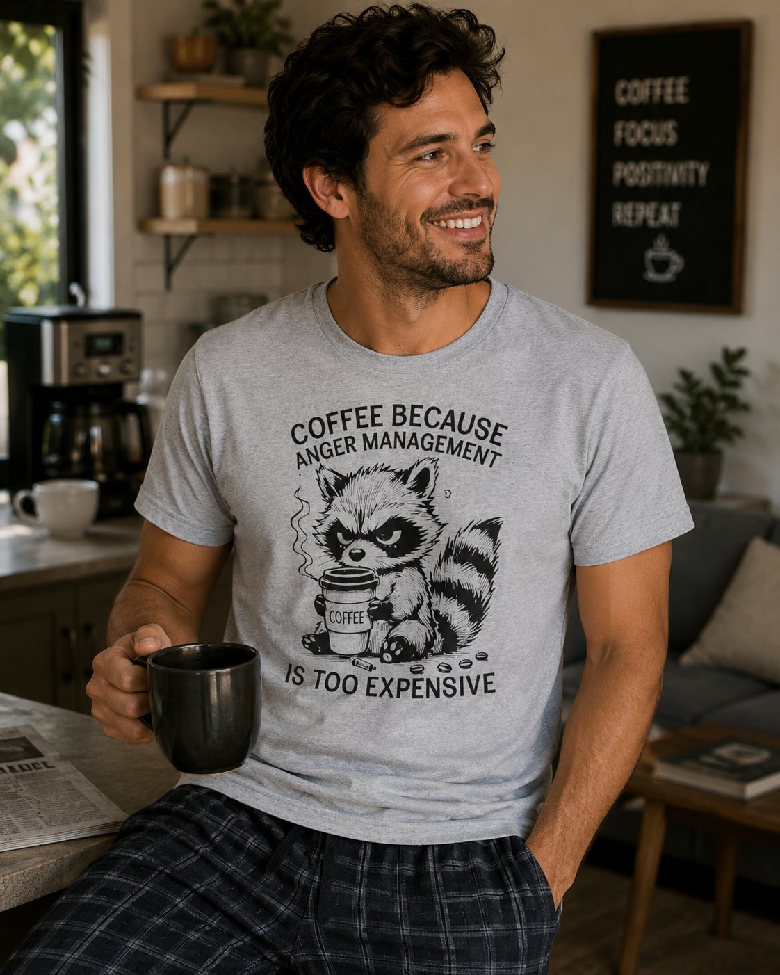Coffee Because Anger Management Is Too Expensive Funny Raccoon T-Shirt