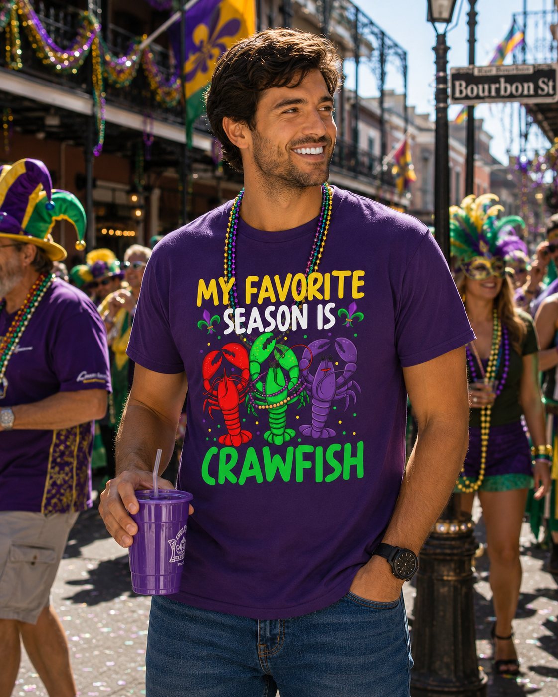 Crawfish Season T-Shirt — "My Favorite Season Is Crawfish" Cajun Seafood Mardi Gras