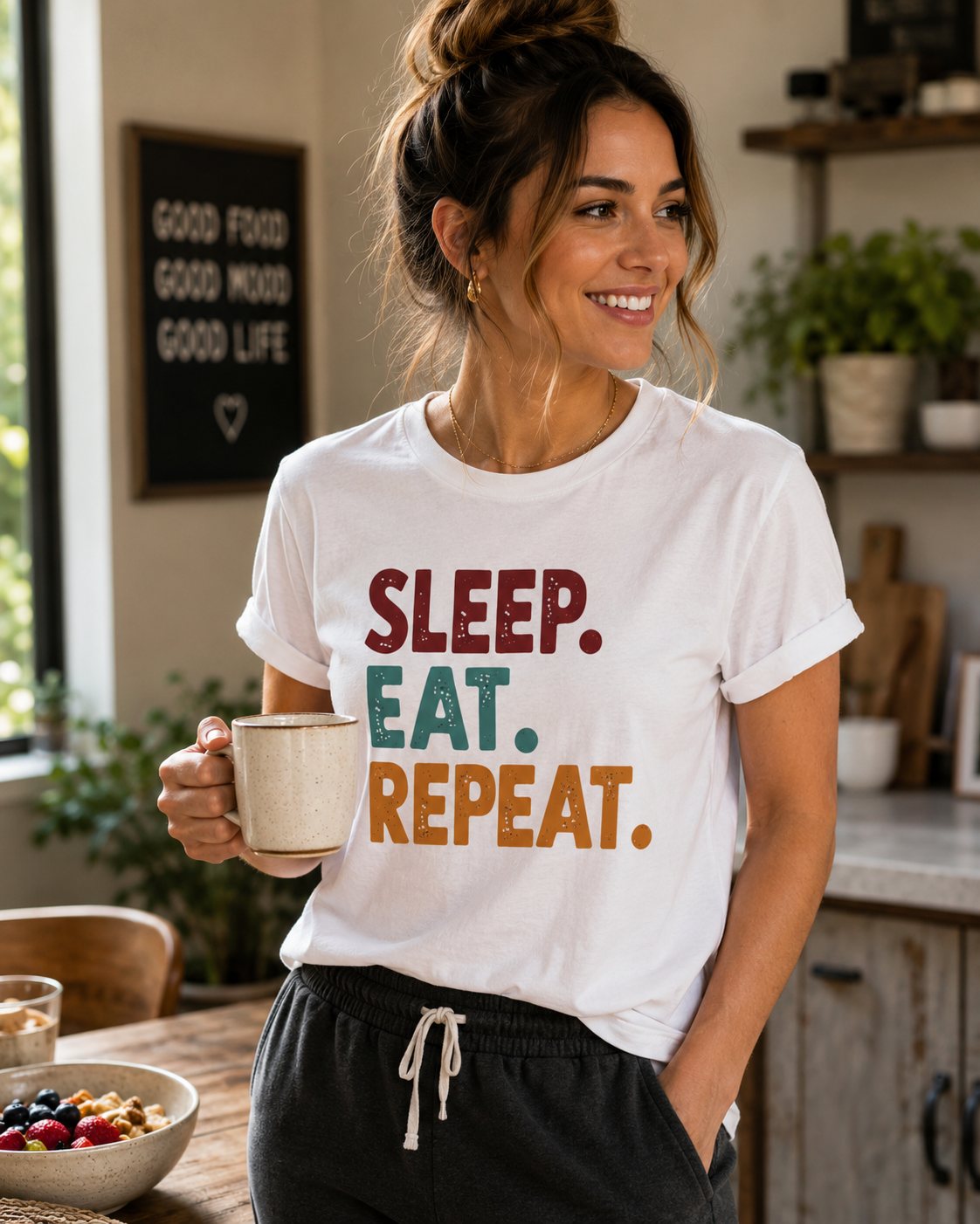 Sleep. Eat. Repeat. T-Shirt — Retro Foodie Tee