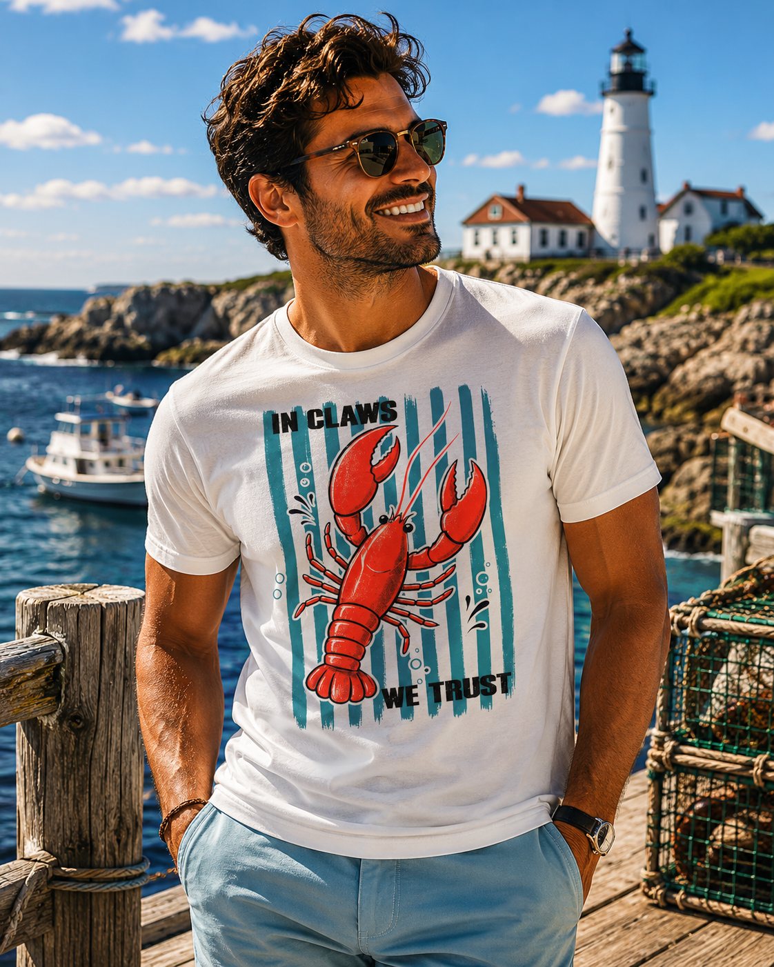 Lobster “In Claws We Trust” Seafood Lover T-Shirt