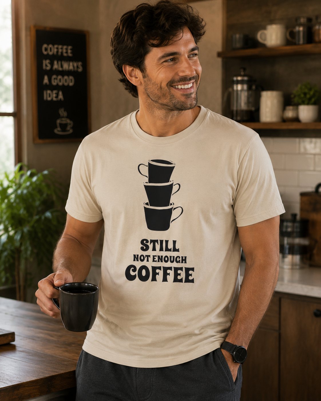 Coffee T-Shirt — "Still Not Enough Coffee" Funny Caffeine Tee