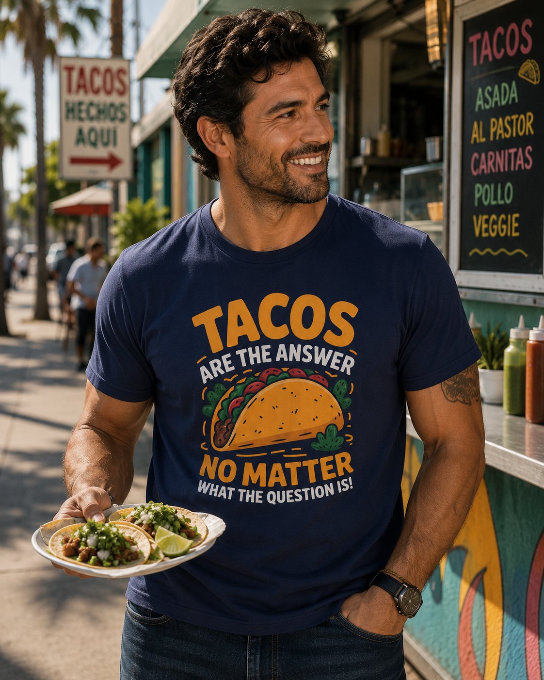 Taco T-Shirt — "Tacos Are The Answer" Funny Mexican Street Food Shirt