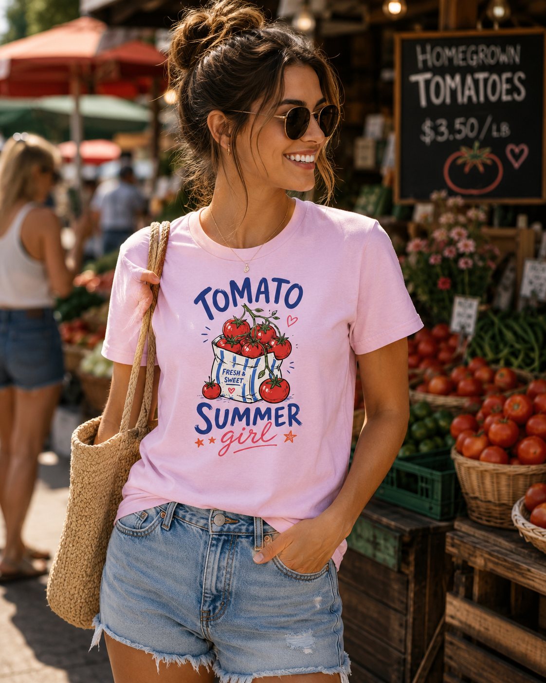 Tomato Summer Girl T-Shirt — Cute Garden Harvest Graphic Tee