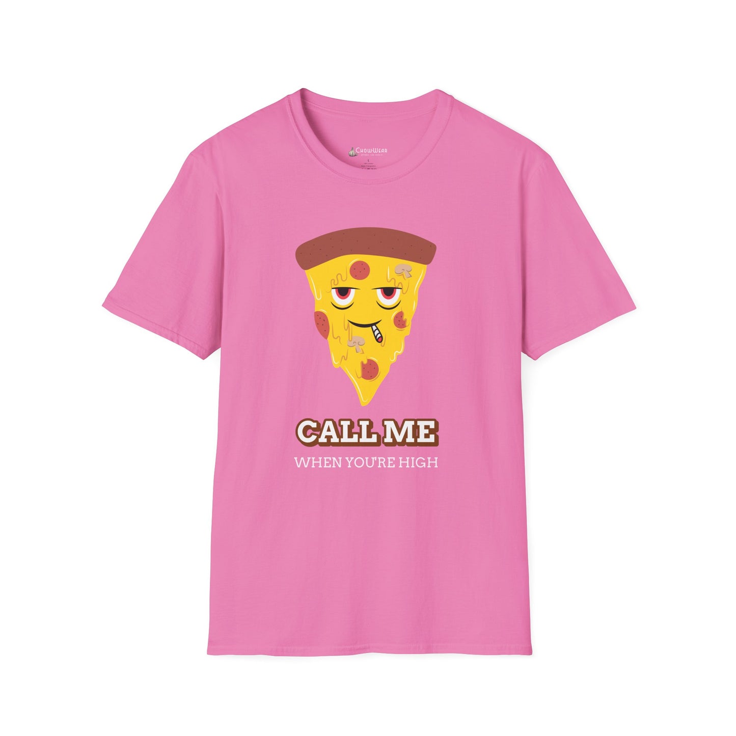 Funny Pizza "Call Me When You're High" Cartoon T-shirt