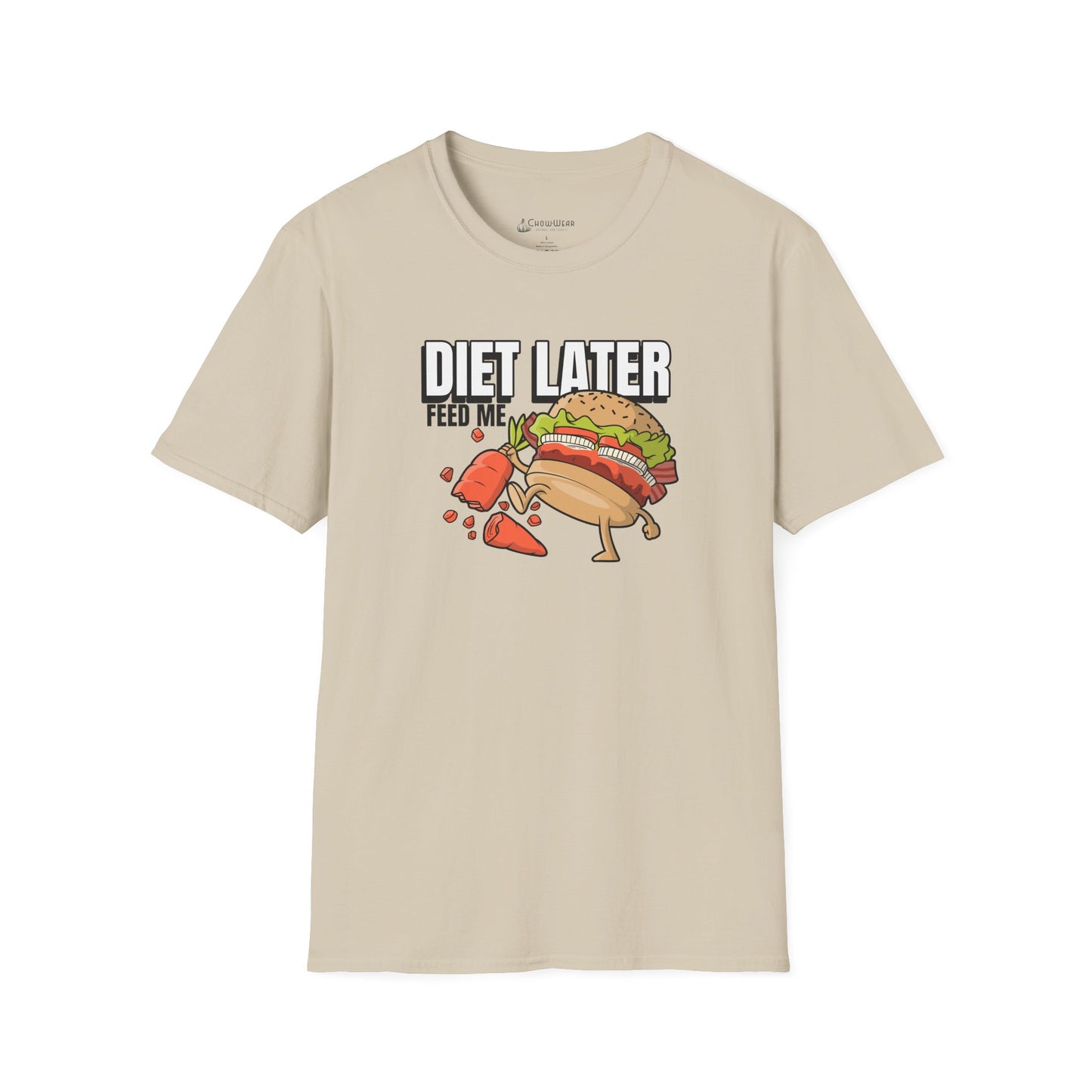 Diet Later Feed Me Burger T-Shirt — Funny Foodie Graphic Tee