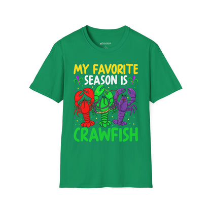 Crawfish Season T-Shirt — "My Favorite Season Is Crawfish" Cajun Seafood Mardi Gras