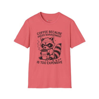 Coffee Because Anger Management Is Too Expensive Funny Raccoon T-Shirt