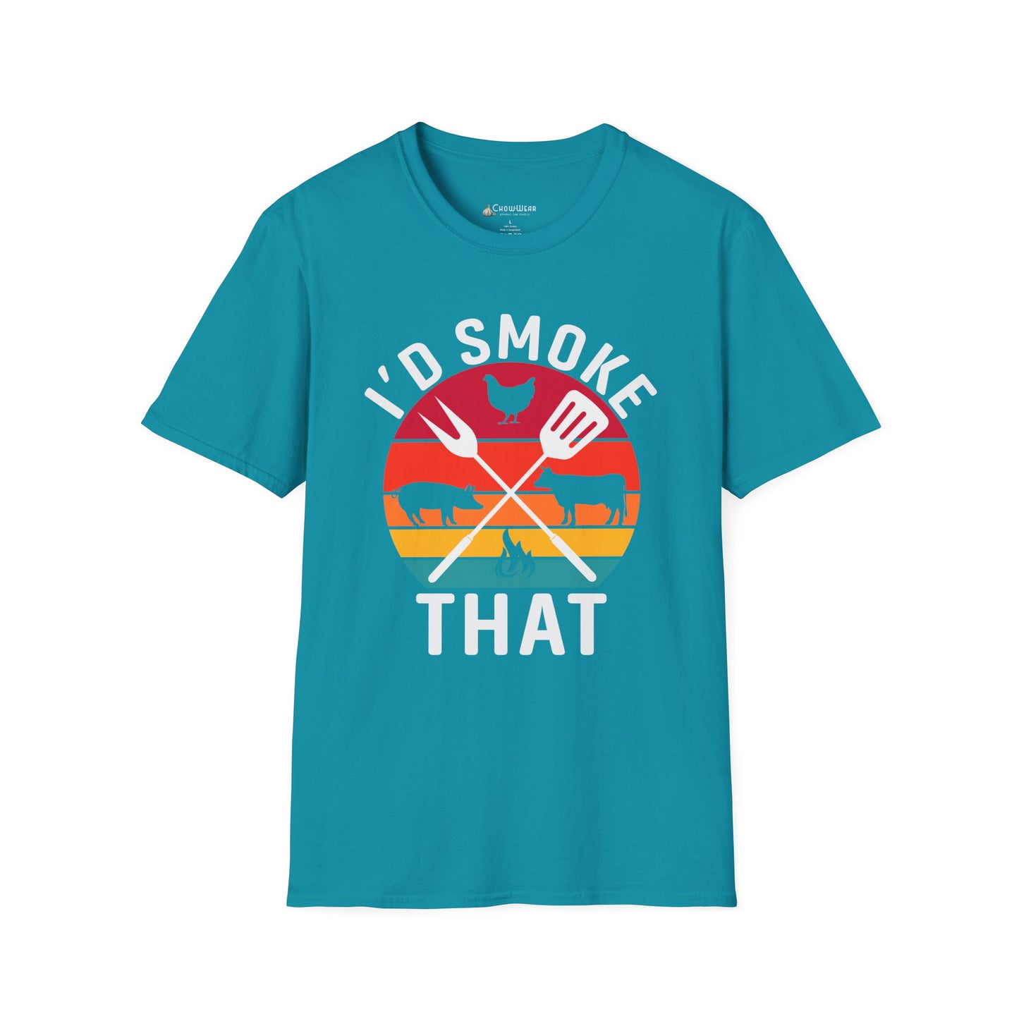 I'd Smoke That BBQ T-Shirt — Vintage Sunset Grill Meat Smoking Shirt