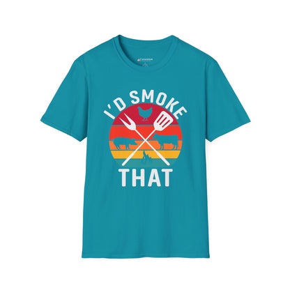 I'd Smoke That BBQ T-Shirt — Vintage Sunset Grill Meat Smoking Shirt