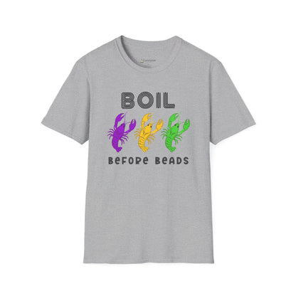 Crawfish Boil T-Shirt - "Boil Before Beads" Mardi Gras Seafood Tee