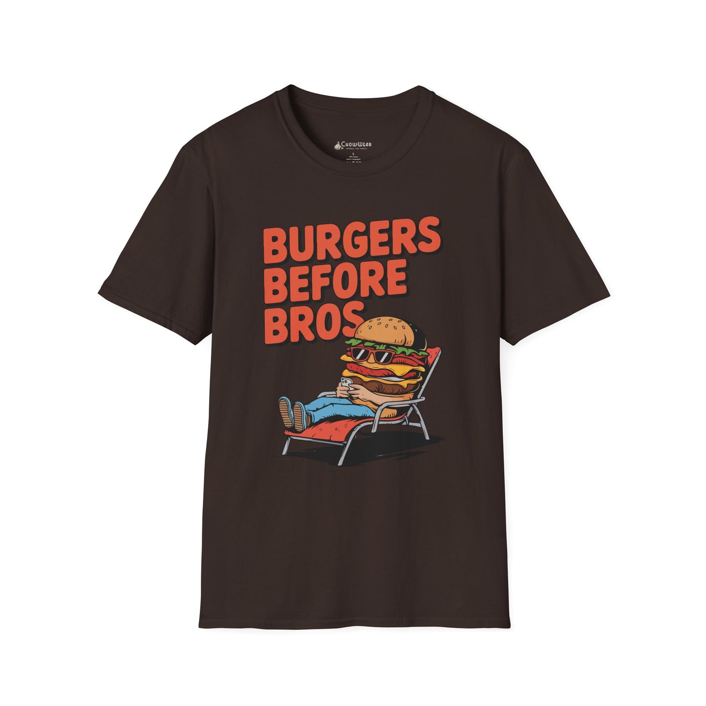 Burgers Before Bros T-Shirt — Funny Retro Hamburger Tee