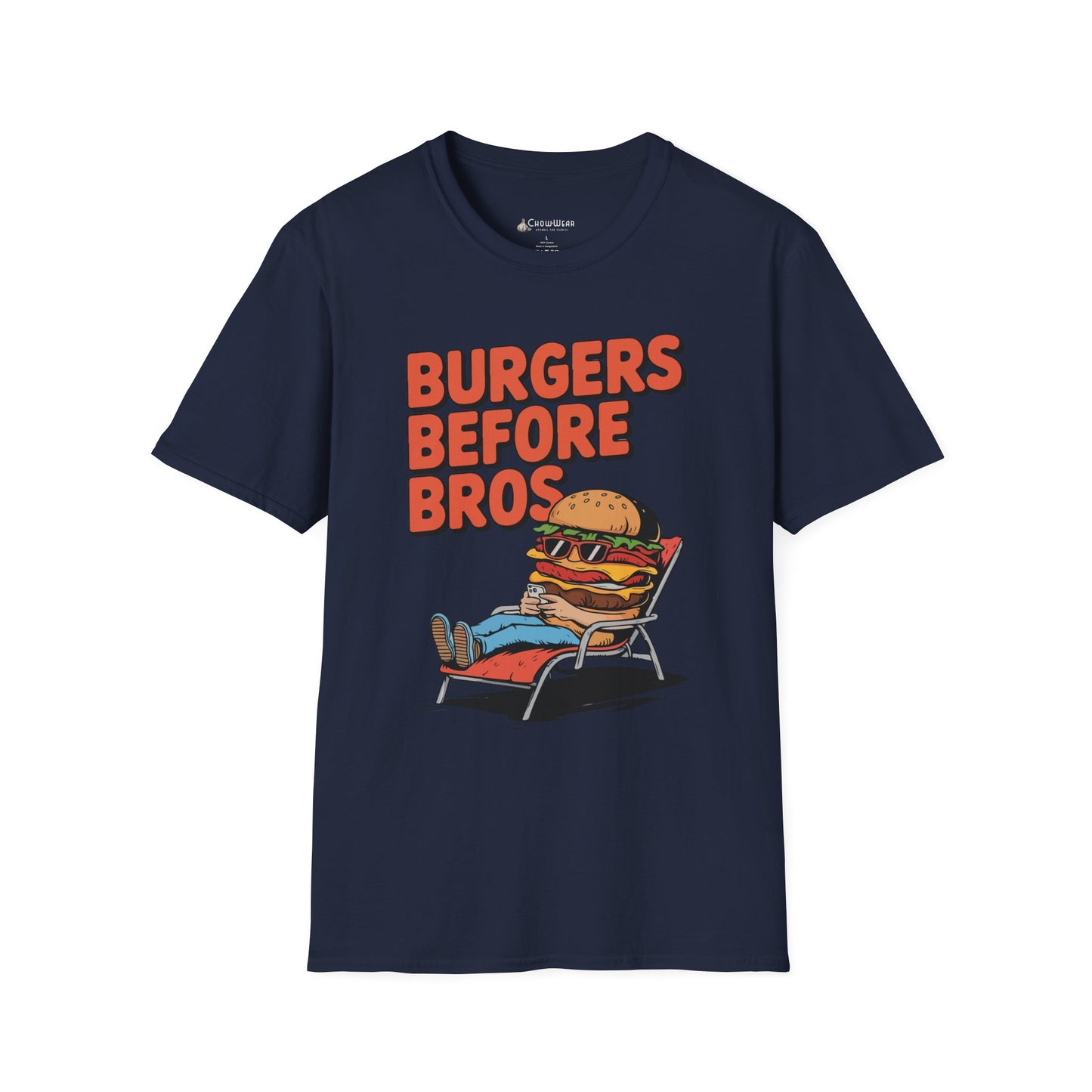 Burgers Before Bros T-Shirt — Funny Retro Hamburger Tee