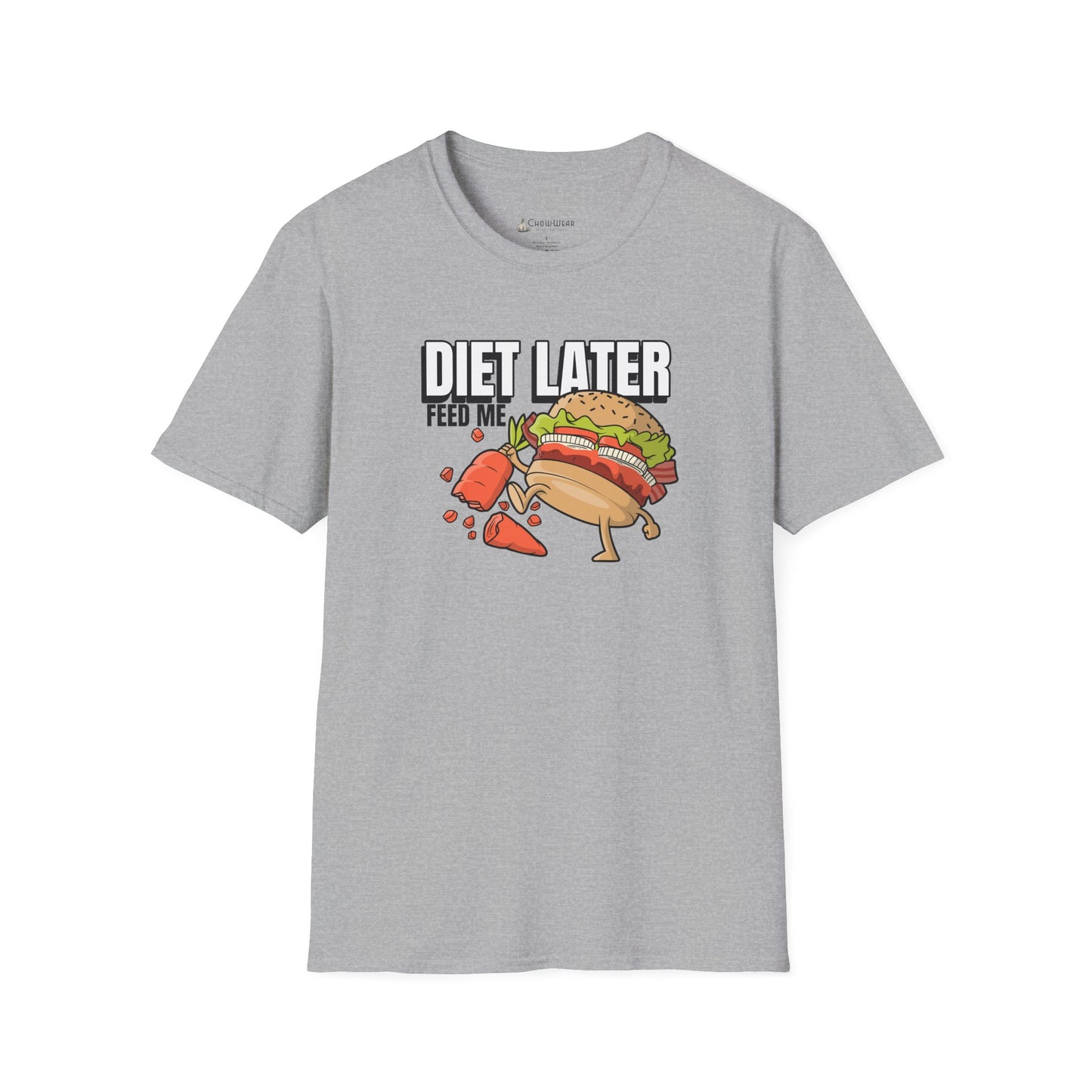 Diet Later Feed Me Burger T-Shirt — Funny Foodie Graphic Tee