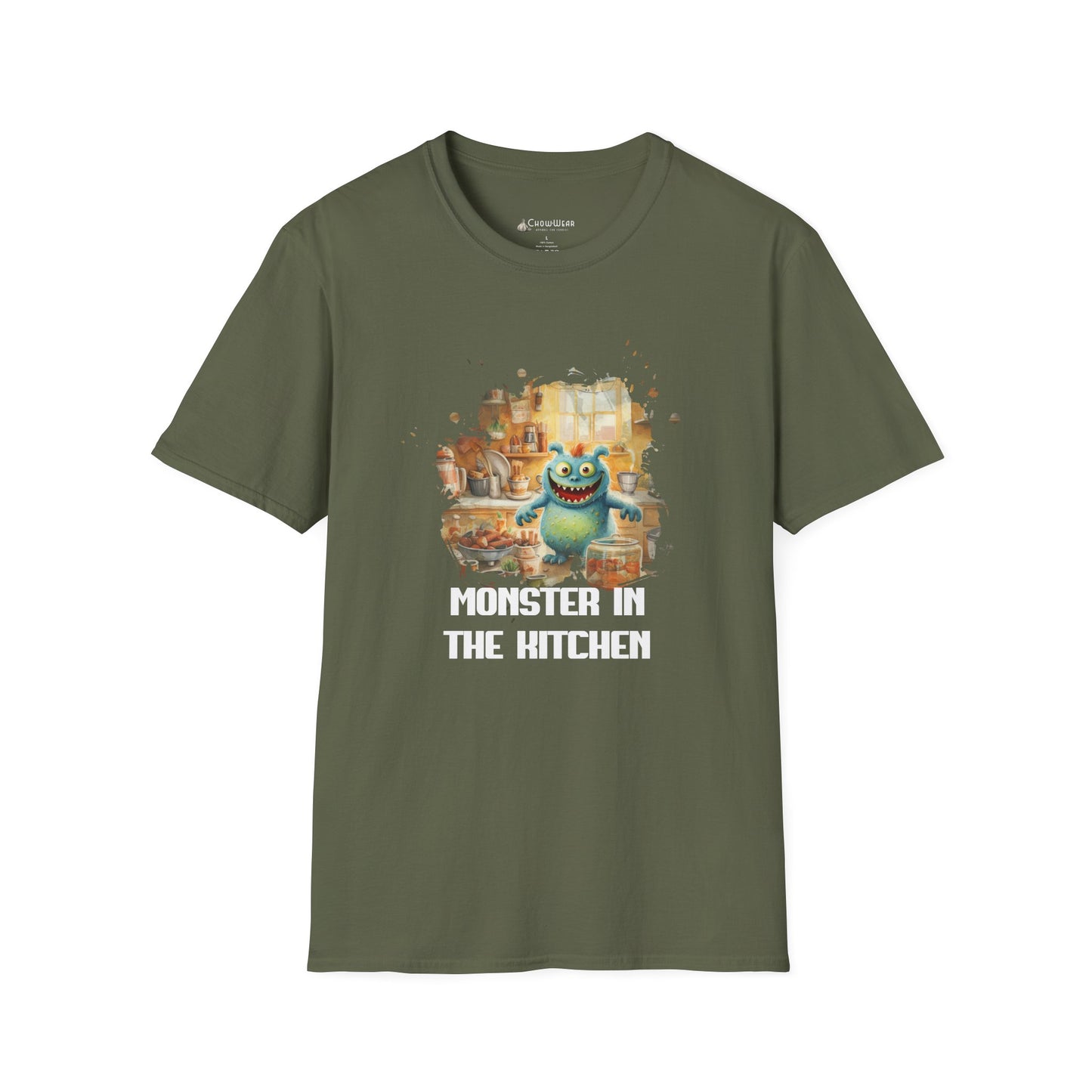 T-Shirt — "Monster in the Kitchen" Cute Cartoon Cooking Chef Tee