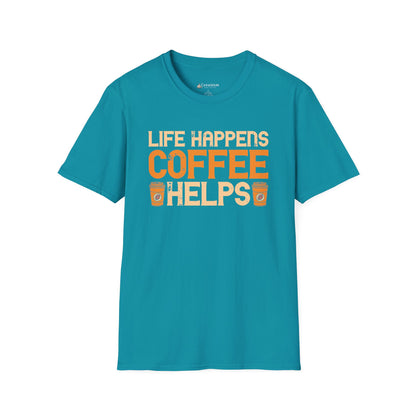 Coffee Lovers T-Shirt — "Life Happens, Coffee Helps" Graphic Tee