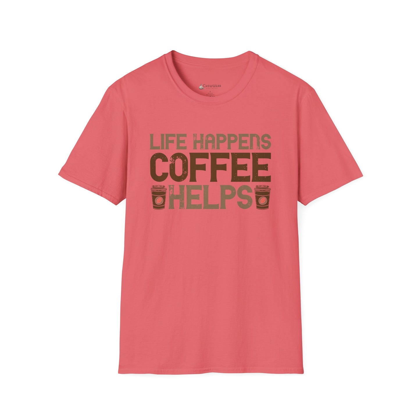 Coffee Lovers T-Shirt — "Life Happens, Coffee Helps" Graphic Tee