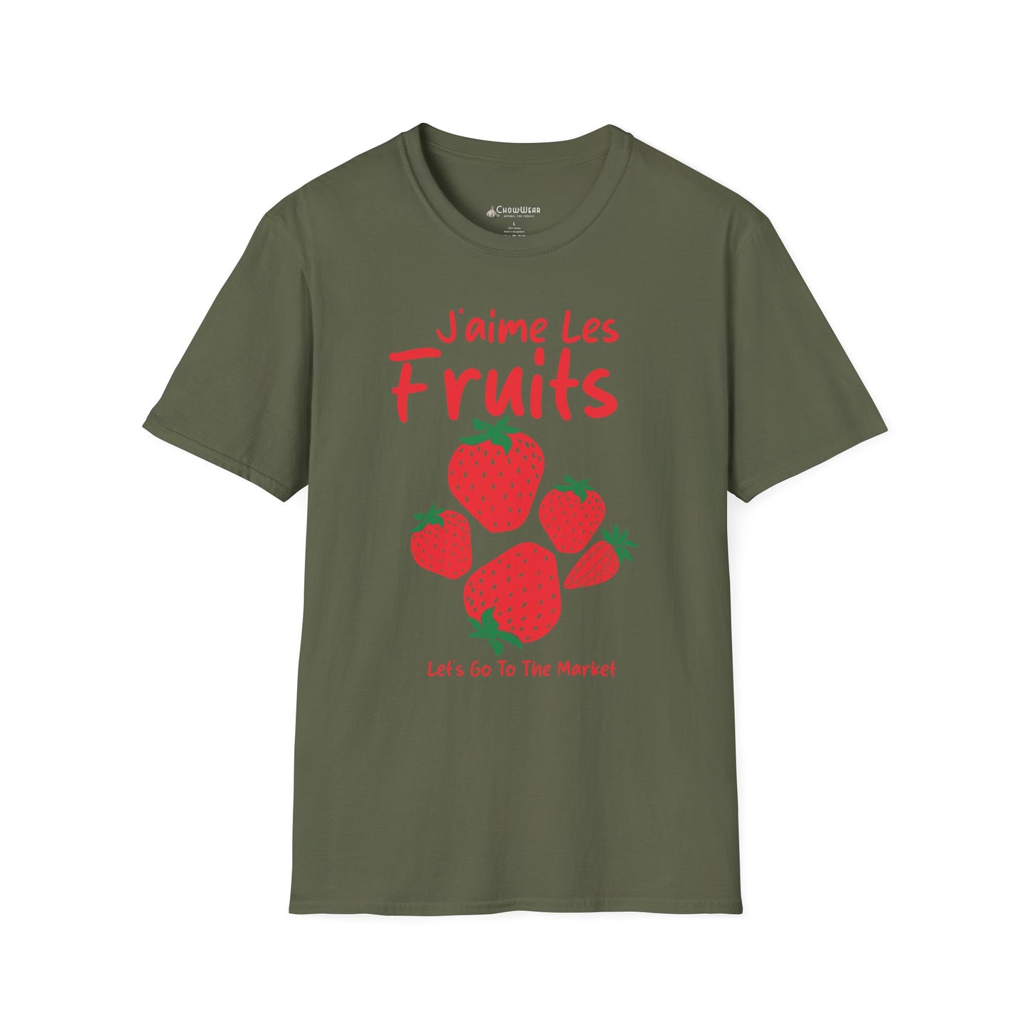Strawberry "J'aime Les Fruits" (I Love Fruit) French Farmers Market T-Shirt