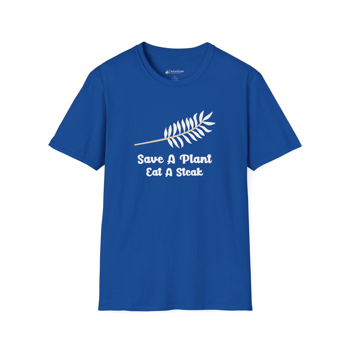 "Save A Plant, Eat A Steak" Retro Vegan Vegetarian Humor T-shirt