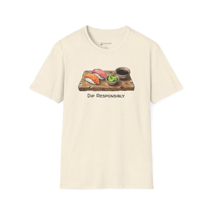 T-Shirt — "Dip Responsibly" Sushi Board Wasabi Foodie Tee