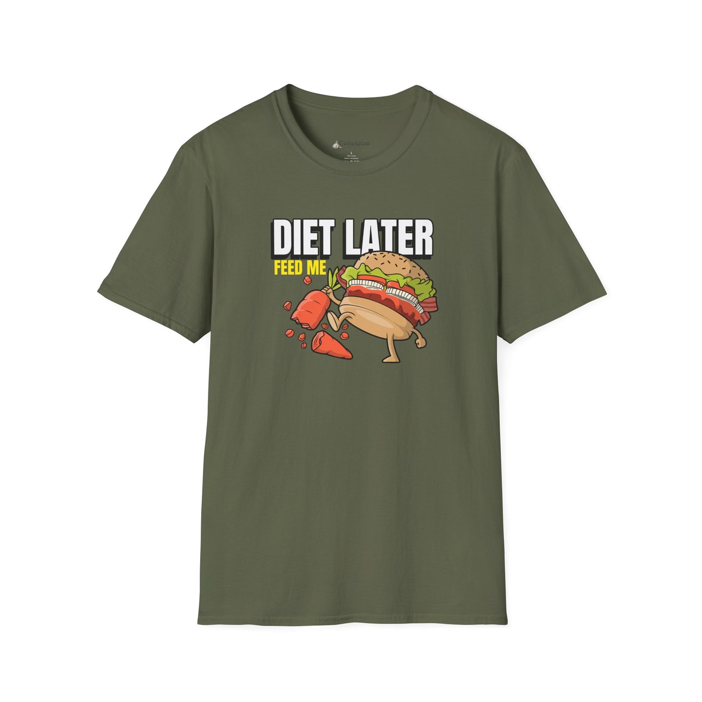 Diet Later Feed Me Burger T-Shirt — Funny Foodie Graphic Tee