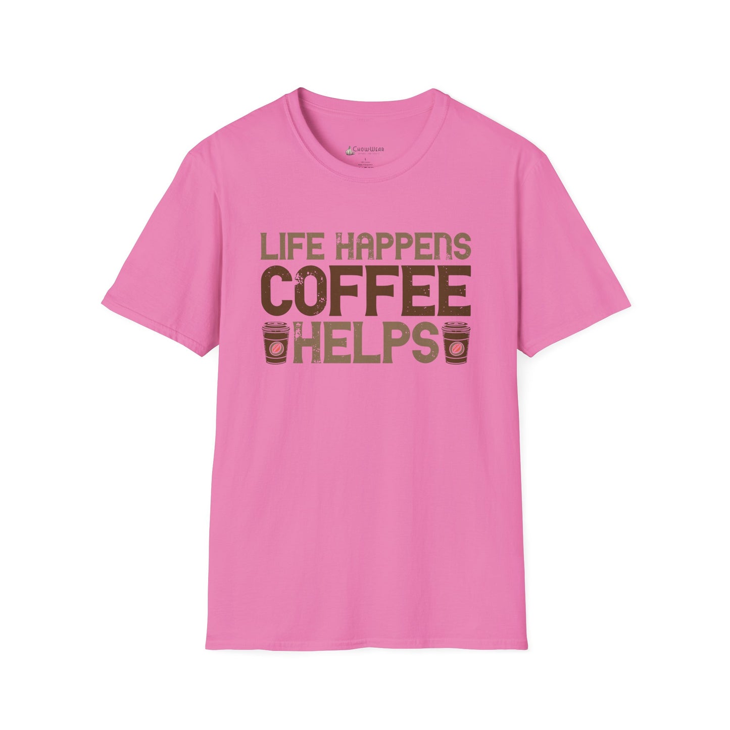Coffee Lovers T-Shirt — "Life Happens, Coffee Helps" Graphic Tee