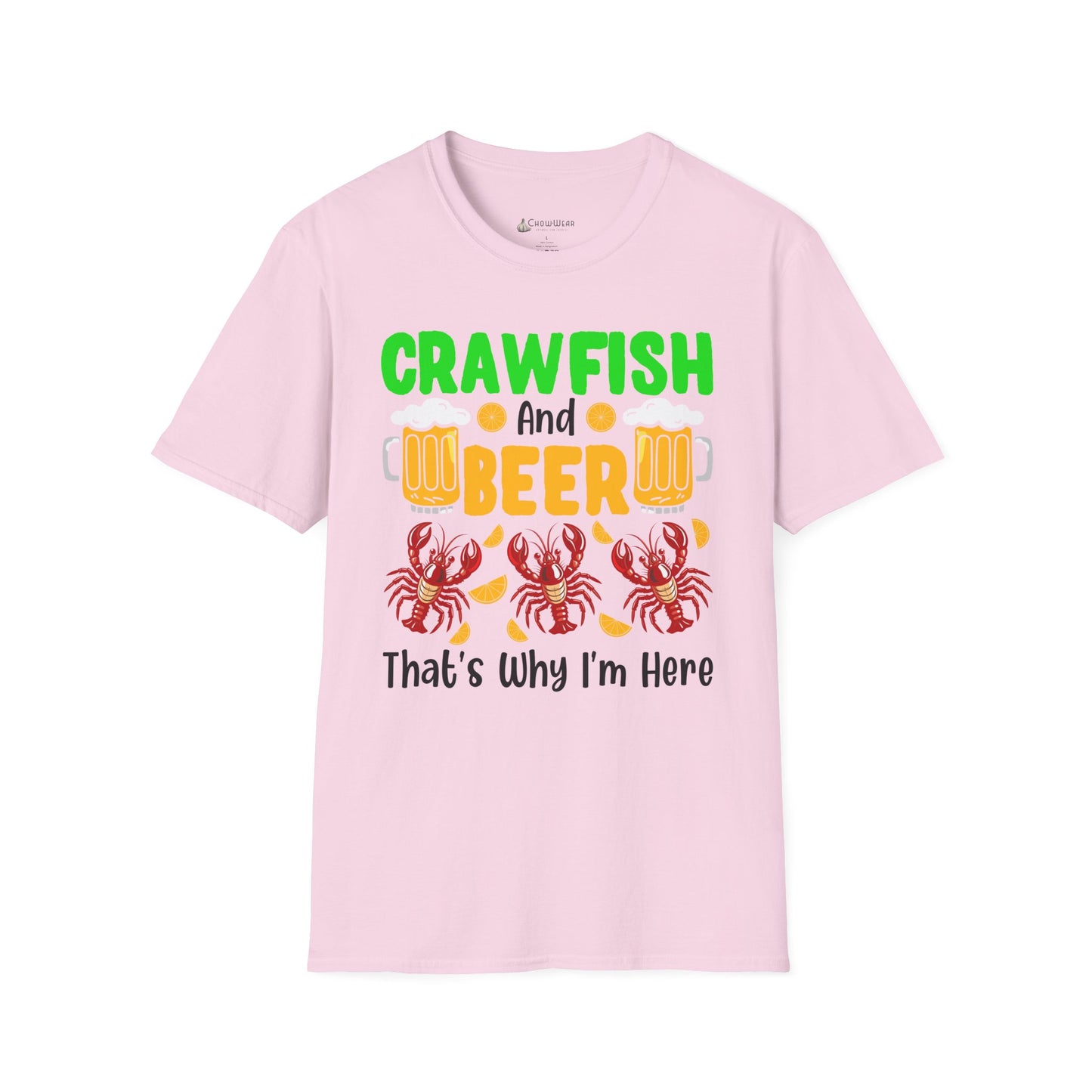 Mardi Gras T-Shirt – 'Crawfish And Beer That's Why I'm Here' Cajun Seafood Festival Tee