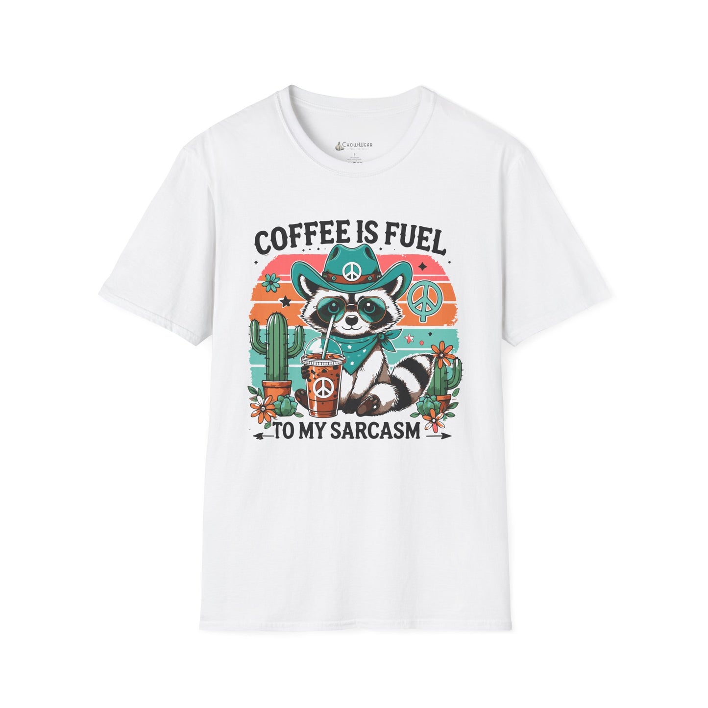 Coffee Is Fuel To My Sarcasm T-Shirt — Funny Raccoon Coffee Lover Tee