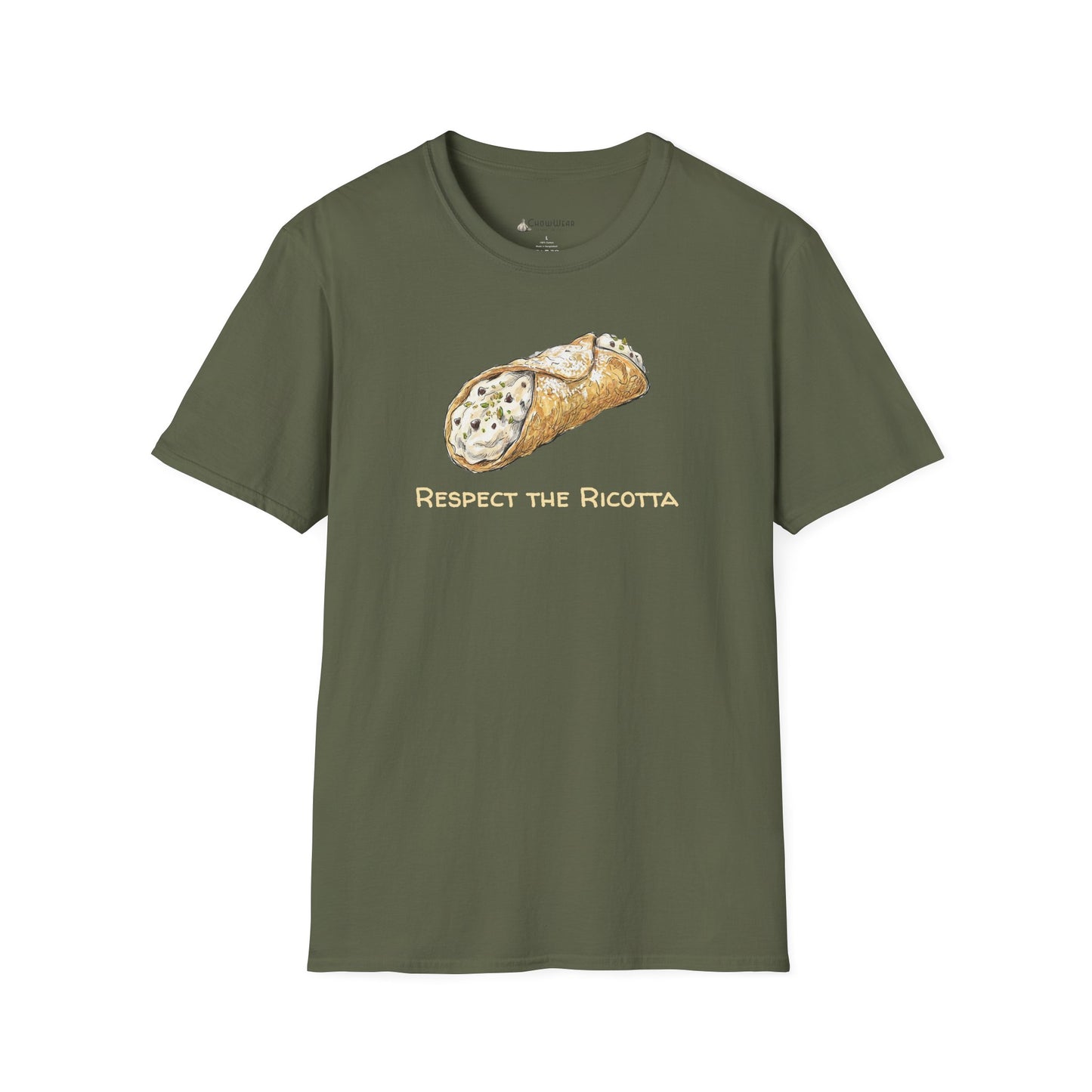Cannoli T-Shirt – "Respect the Ricotta" Italian Pastry Dessert Tee