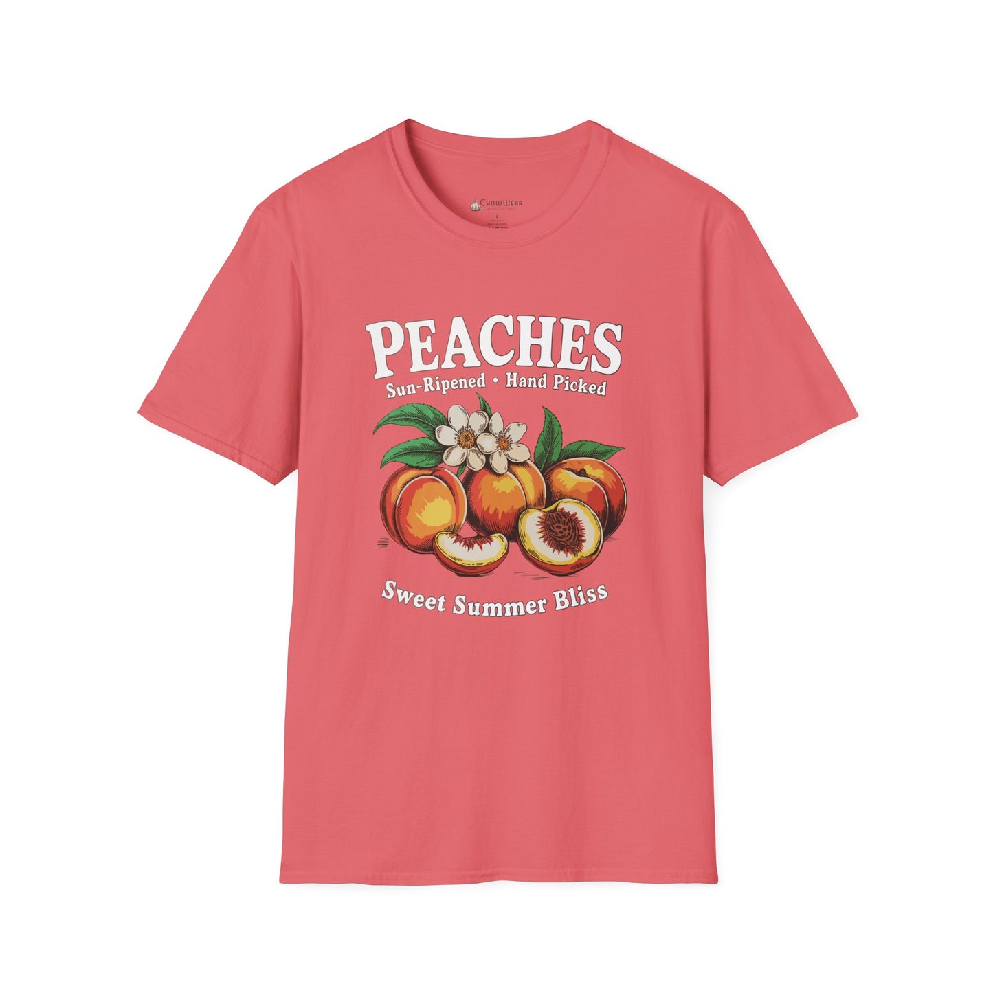 Peaches Vintage T-Shirt — “Peaches: Sun-Ripened • Hand Picked” Summer Fruit Tee