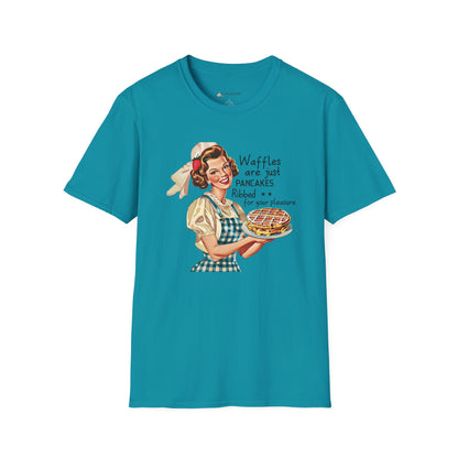 Retro Breakfast Tee – "Waffles are just pancakes dressed up for pleasure" Funny T-Shirt