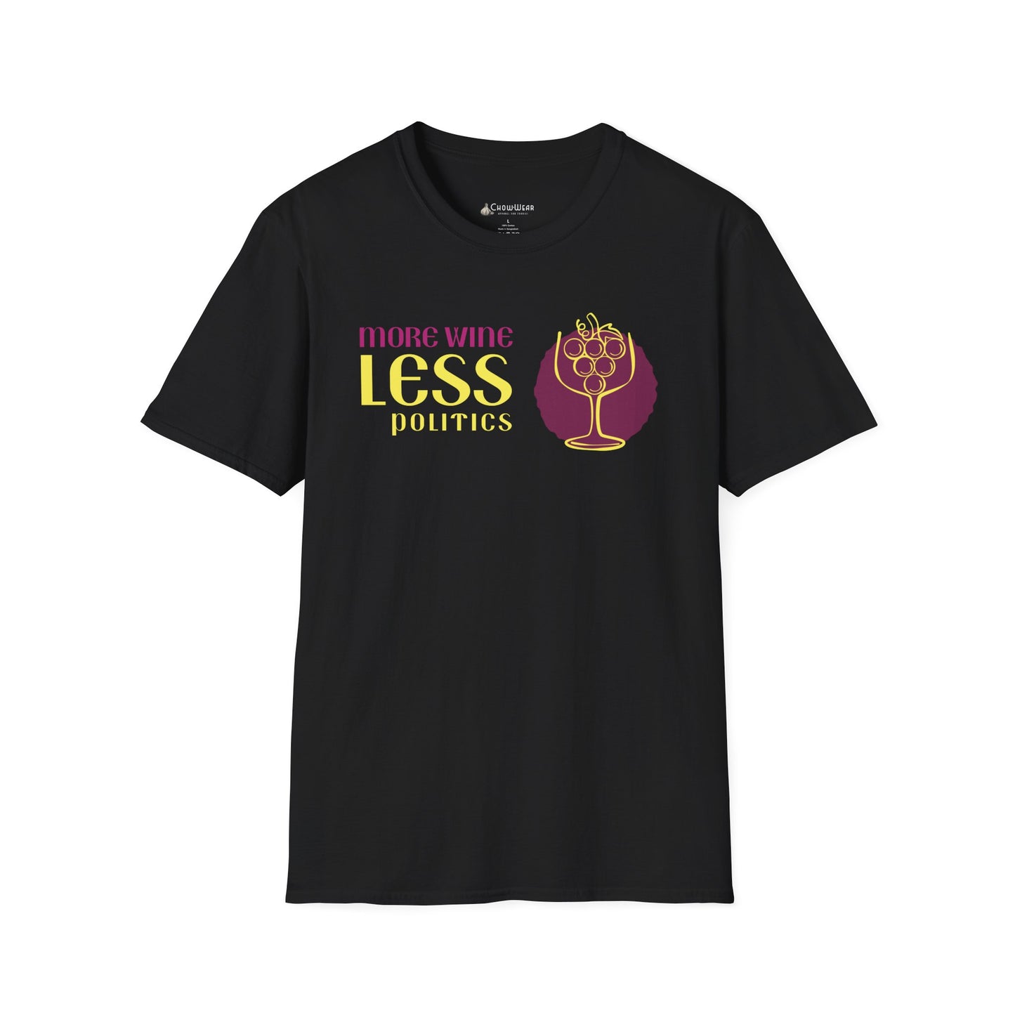 "More Wine Less Politics" Funny Wine Lover T-shirt