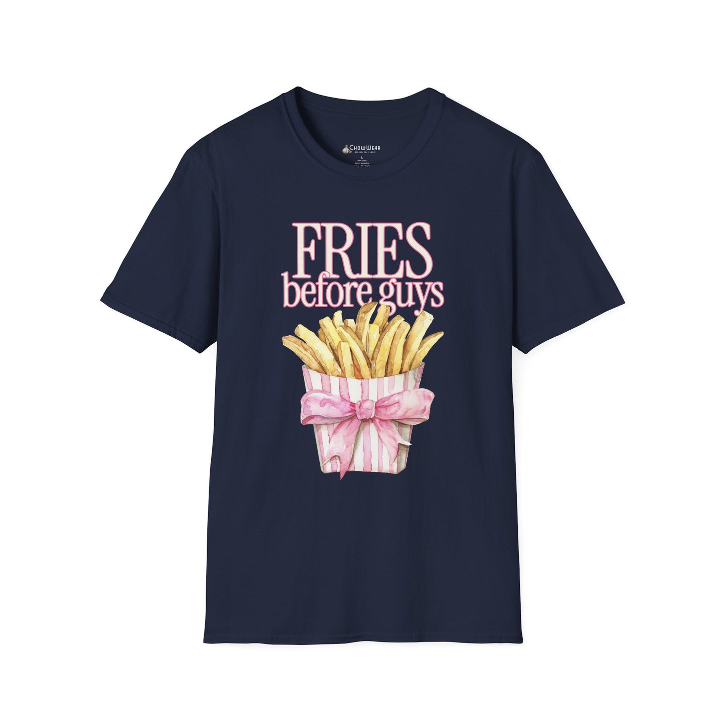T-Shirt — "Fries Before Guys" Cute Funny French Fry Graphic Tee