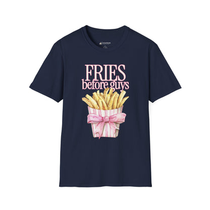 T-Shirt — "Fries Before Guys" Cute Funny French Fry Graphic Tee