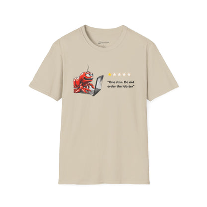 Lobster Influencer Foodie Review T-Shirt — Funny Seafood Critic ("One star. Do not order the lobster.")
