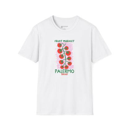Tomato Vine Palermo Italy T‑Shirt — Fruit Market Travel Foodie Tee