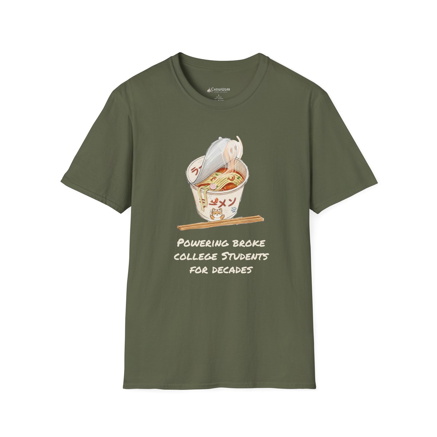 Ramen Noodle Bowl T-Shirt — “Powering Broke College Students for Decades” Funny Truth