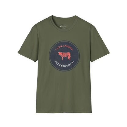 Meat Lover T-Shirt — Vintage style 'I Love Animals with BBQ Sauce' Graphic Tee