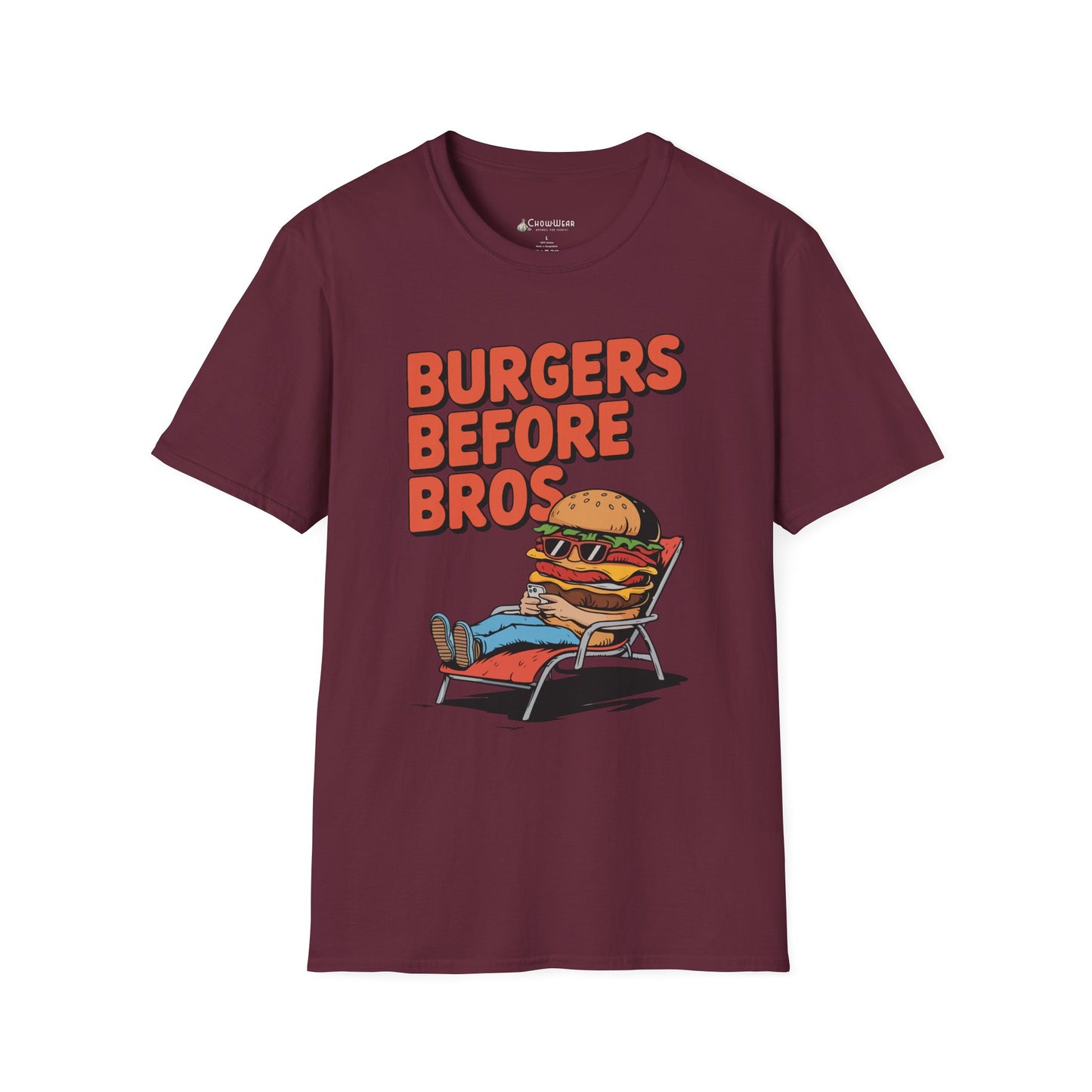Burgers Before Bros T-Shirt — Funny Retro Hamburger Tee