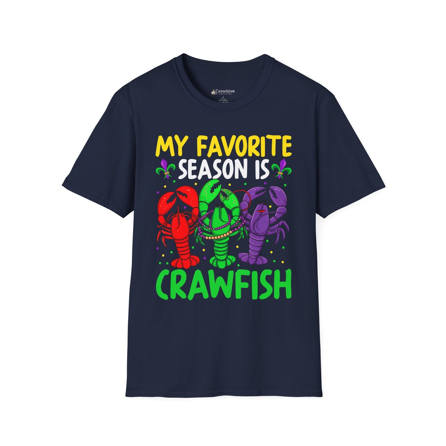 Crawfish Season T-Shirt — "My Favorite Season Is Crawfish" Cajun Seafood Mardi Gras