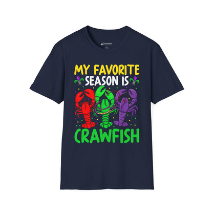 Crawfish Season T-Shirt — "My Favorite Season Is Crawfish" Cajun Seafood Mardi Gras