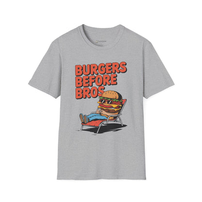Burgers Before Bros T-Shirt — Funny Retro Hamburger Tee