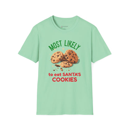 Most Likely to Eat Santa's Cookies T-Shirt — Christmas Cookie Holiday Tee