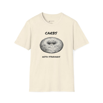 Bagel Graphic T-Shirt — "Carbs with Standards" Funny Foodie Tee