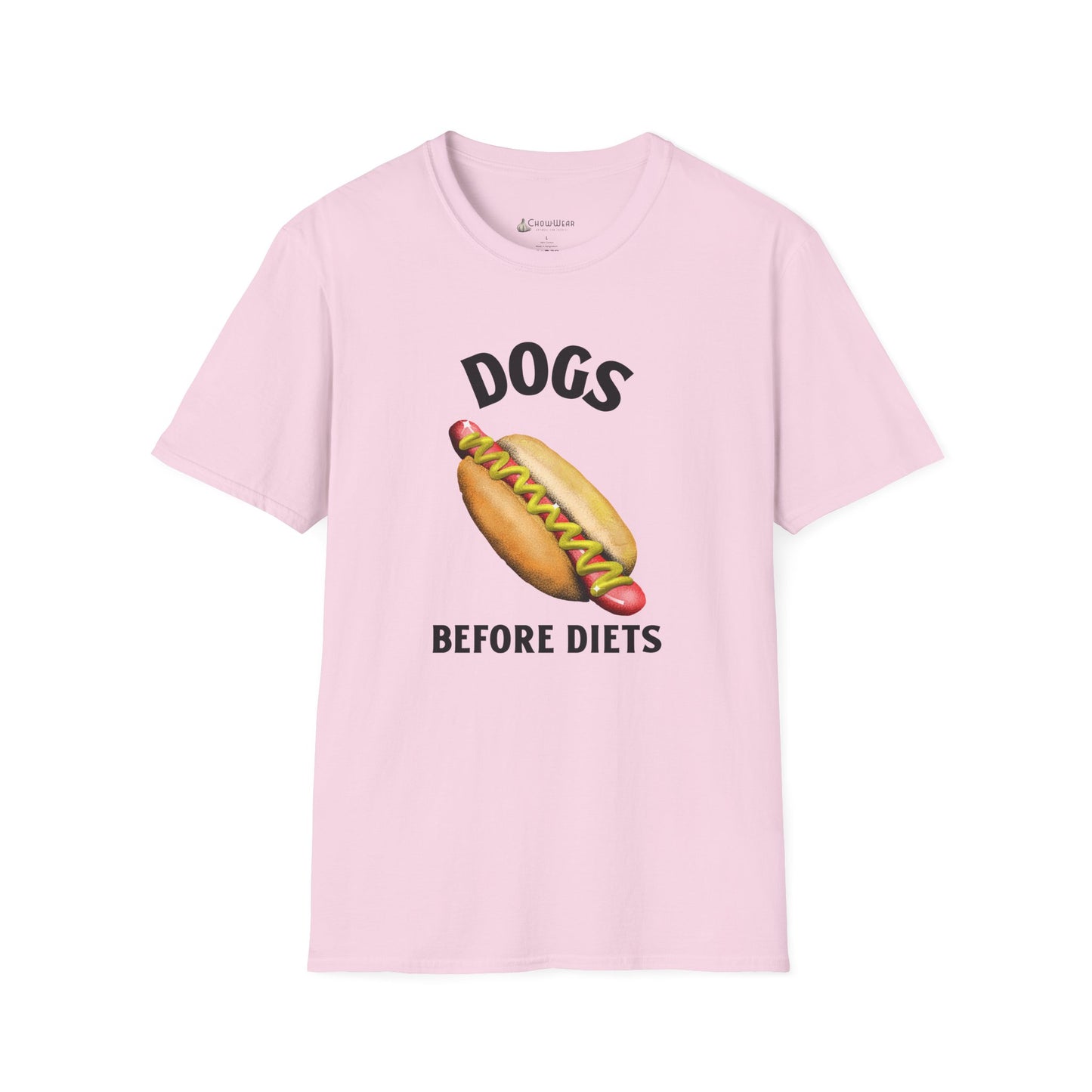Dogs Before Diets Hot Dog Graphic T‑Shirt — Funny Foodie Dog Lover Tee