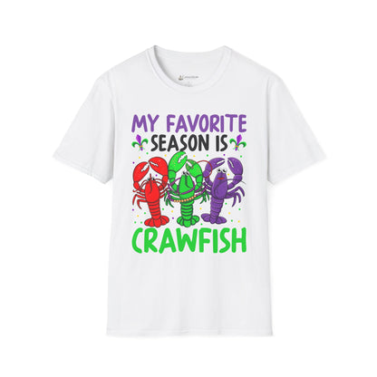 Crawfish Season T-Shirt — "My Favorite Season Is Crawfish" Cajun Seafood Mardi Gras