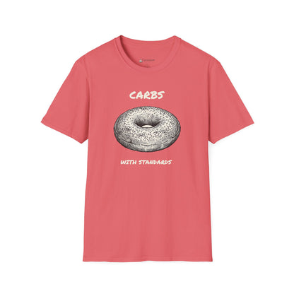Bagel Graphic T-Shirt — "Carbs with Standards" Funny Foodie Tee