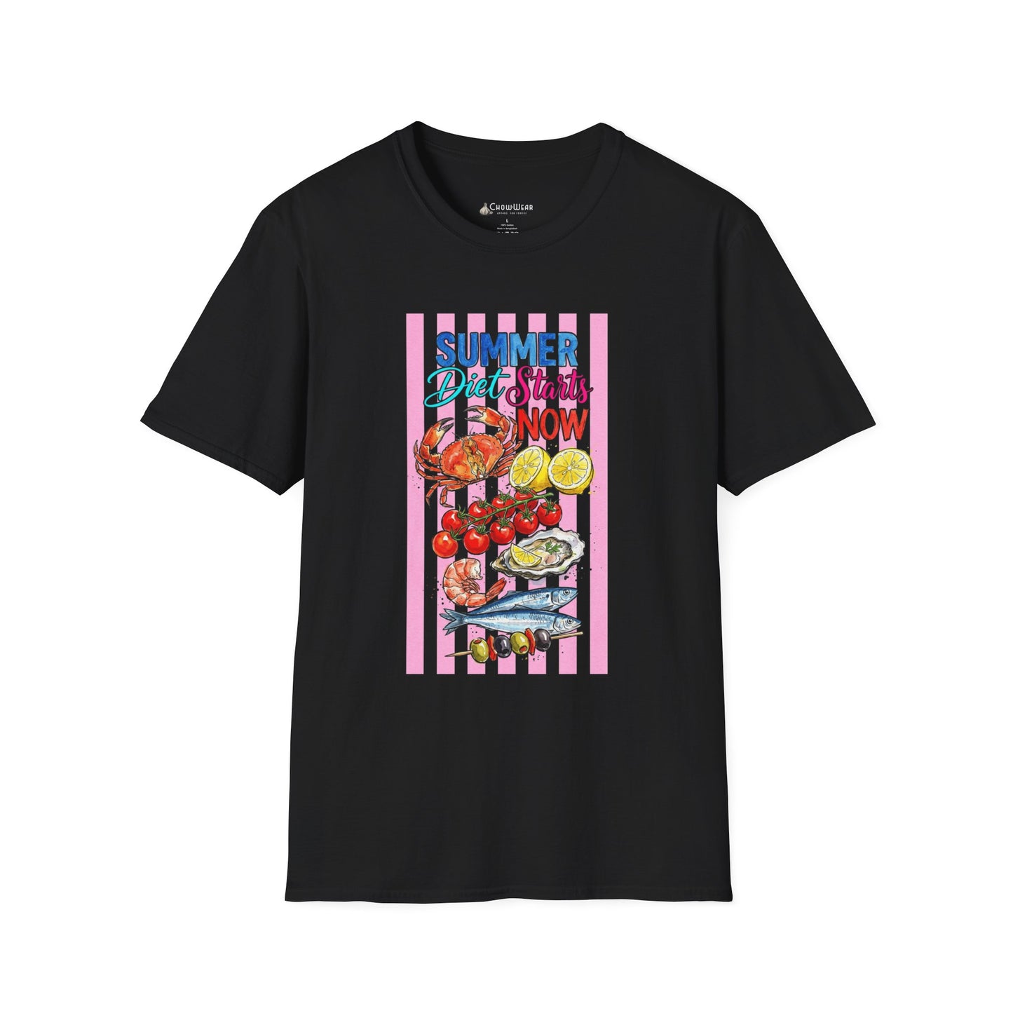 Summer Diet Starts Now T‑Shirt — Retro Beach Fruits & Seafood Graphic