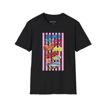 Summer Diet Starts Now T‑Shirt — Retro Beach Fruits & Seafood Graphic